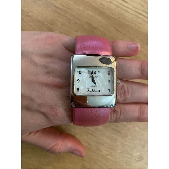 Anya LTD Pink Bracelet Watch- Silver Tone with Pink Band - Picture 1 of 7
